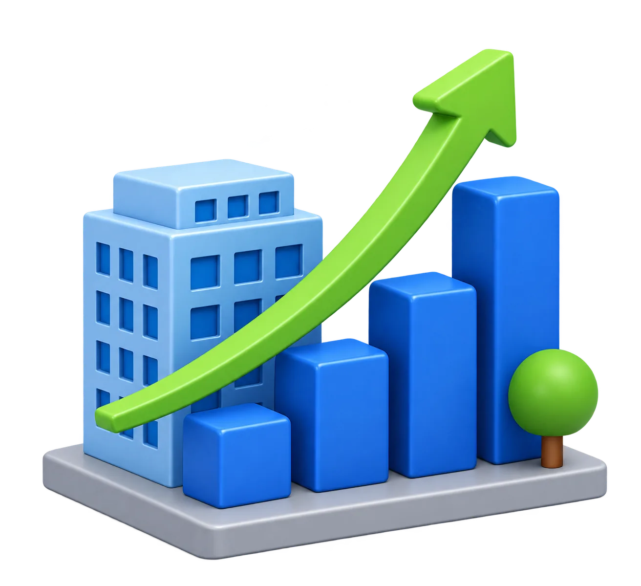 Growing company and upward chart